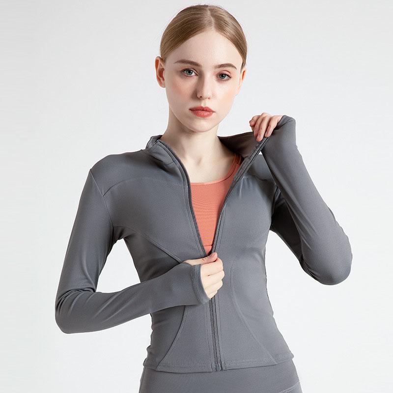 Women‘s Tights Sports Clothes Tracksuits Work Out Fitness Jacket Zipper Long Sleeve Coat Running GYM Yoga Tops
