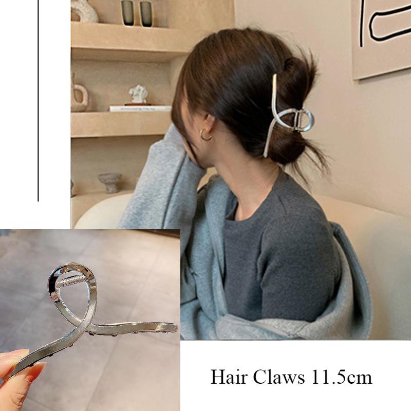 Fashion Metal Hair Claw For Women Gold Silver Color Cross Crab Hair Clip Korean Elegant Geometric Hairpin Girl Hair Accessories