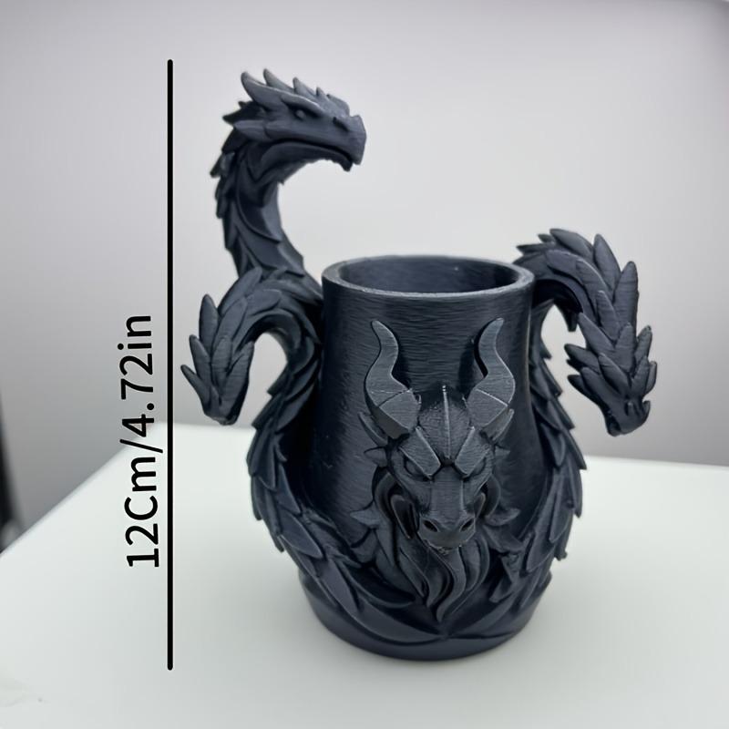 1Pcs Creative 3D Printed Dragon Pen Holder Three Headed Dragon Desktop Organizer Monster Desk Organizer Multi-Functional