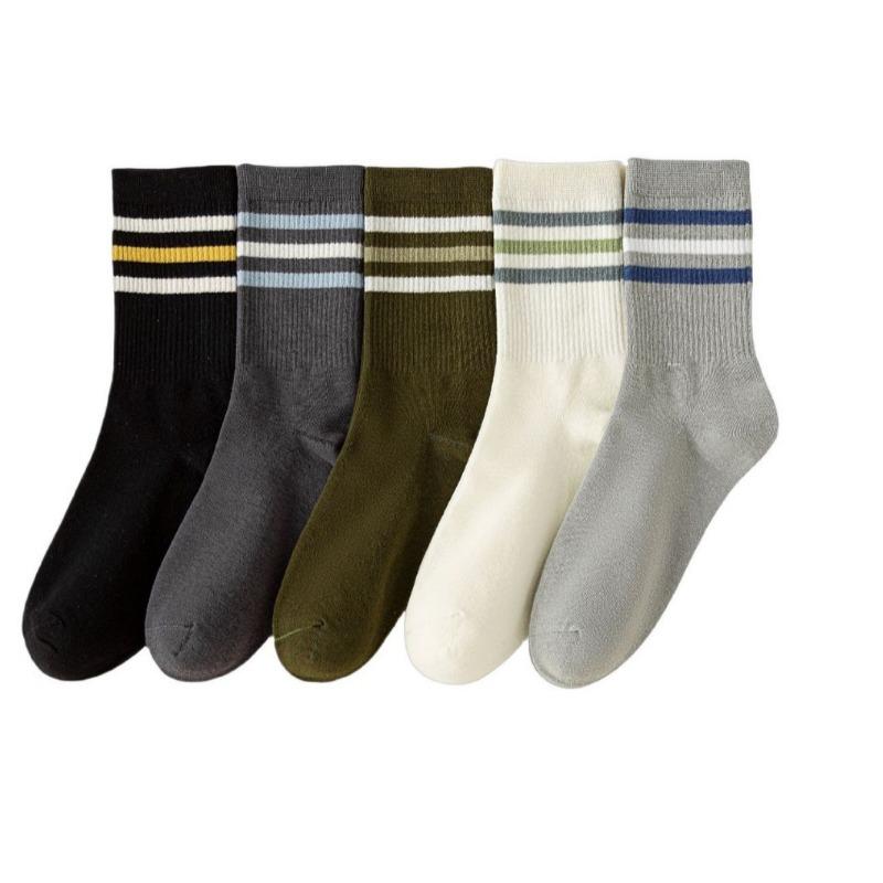 5 Pairs of Men's Spring and Summer Thin Boneless Casual Cotton College Style Sports Short Socks