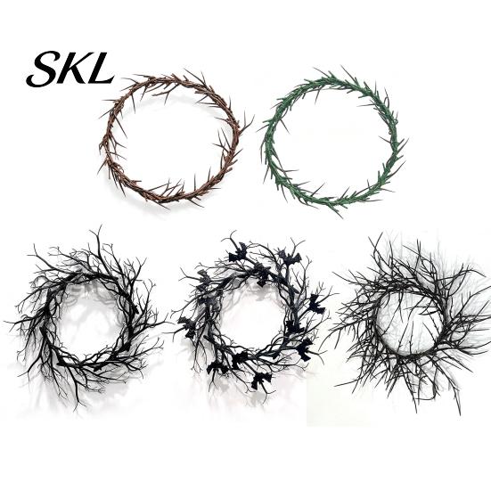 Halloween Thorns Wreath Wreath, Realistic Spiked Branches, Horror Theme Decoration, Branch And Thorn Dead Spooky for Haunted House Decor Scary Window