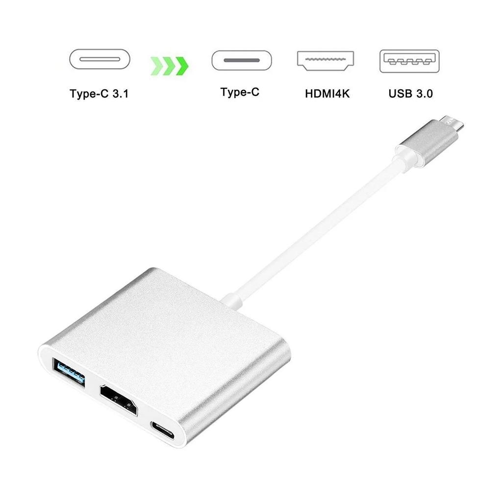 3v1 USB 3.0 nabíjecí adaptér kompatibilní s USB-C na HDMI, USB-C 3.1 Hub pro Mac Air Pro, Huawei Mate10, Samsung S8 Plus