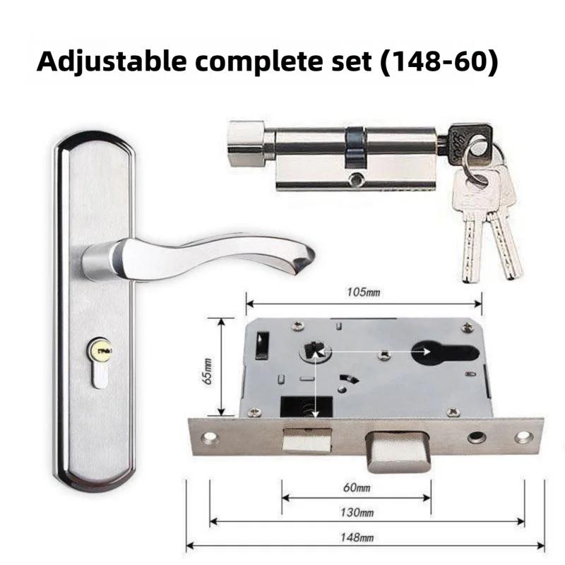 Universal Adjustable Stainless Steel Indoor Door Lock Wooden Handle for Bedroom Security Tamper-Free Household Safety