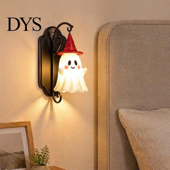 Autumn Wall Ornament Cute Ghost Light, Wizard Hat Lamp, Decorative Night Light for Kids Mount Lamp Halloween Home Hallway Entrance Bedroom Decor