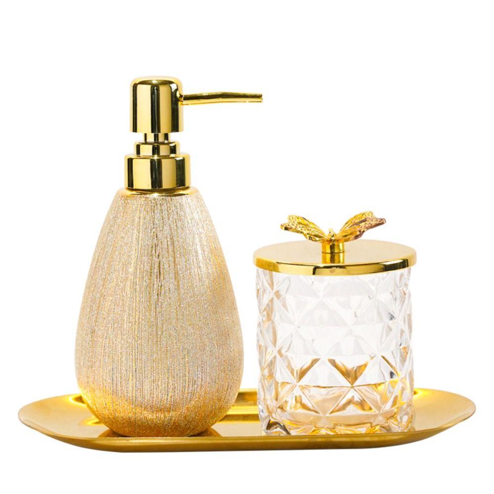 400ml Hand Sanitizer Bottle Gold Lotion Bottle Simple Ceramic Press Pump Bottles Cosmetic