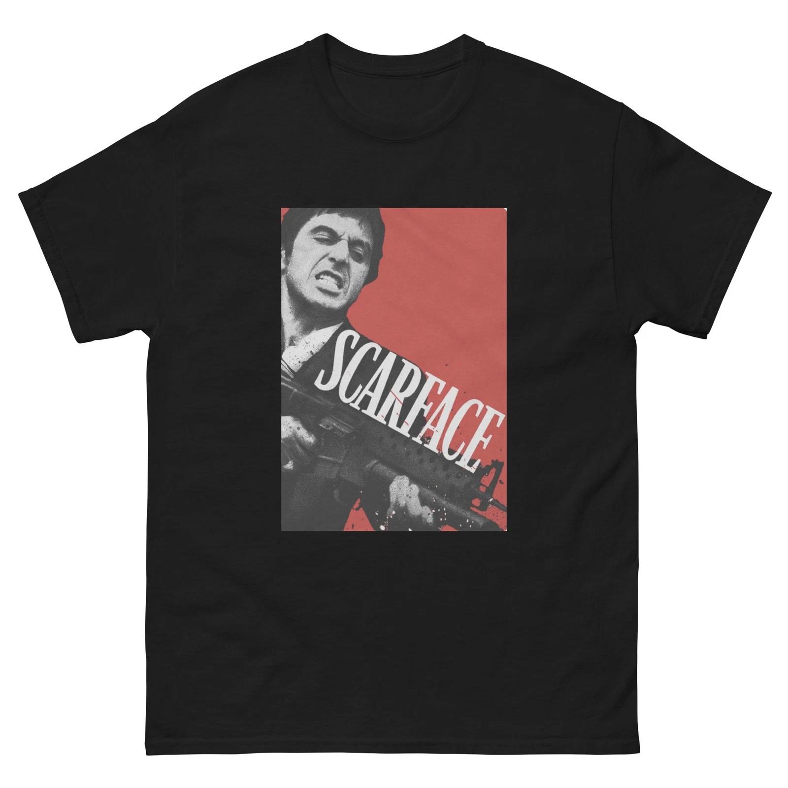 T-Shirt Scarface Tony Montana | Film Culte Gangster | Design Rouge Noir S
