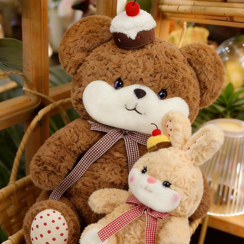 Plush Bunny Bear Toy With Pp Cotton Filling For Kids Girls Boys Gift