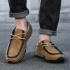 Men’s White Driving Shoes Handmade Moccasins Casual Retro Men’s Outdoor Wide Shoes Plus Size Anti Slip Boat Shoes