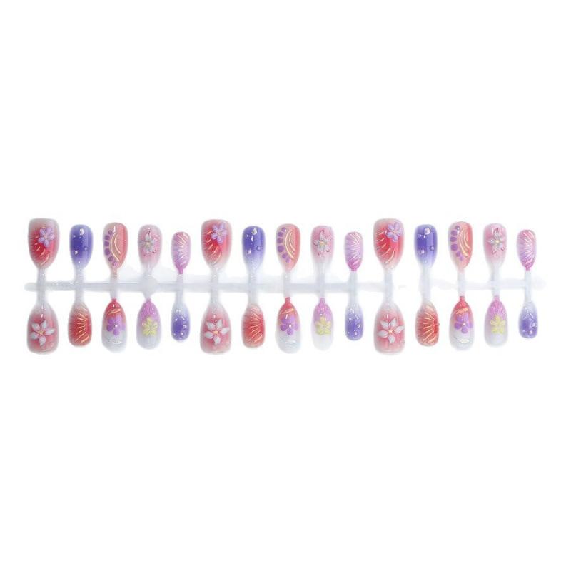 Short almond wearing nail ins wind colorful Epoxy French fake nail Epoxy style