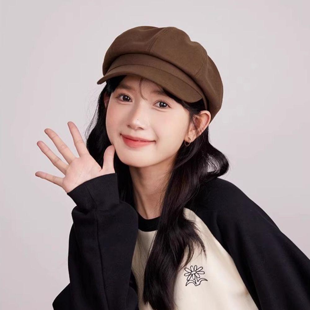 Octagonal Vintage Newsboy Cap Duck Tongue Painter Cap Fashion Retro Berets Hat Female