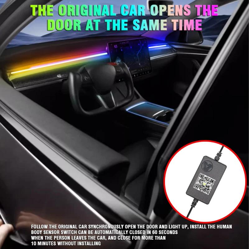NEW Center Console Dashboard Wireless Charging Neon Light Tubes For Tesla Model 3 Y RGB Interior LED Strip Lights App Controller