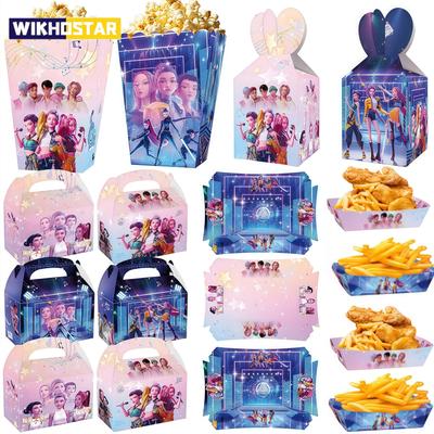 Forniture per Feste Cacciatori di Demoni KPop Scatola per Patatine Fritte Scatola per Imballaggio Alimentare per Festa di Compleanno Bambino Coreano Caramelle Snack Scatola per Popcorn Vassoio