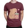 Cute Capybara Loves Bubble Tea Funny 100 Cotton TShirt capybara Tees Tops For Unisex