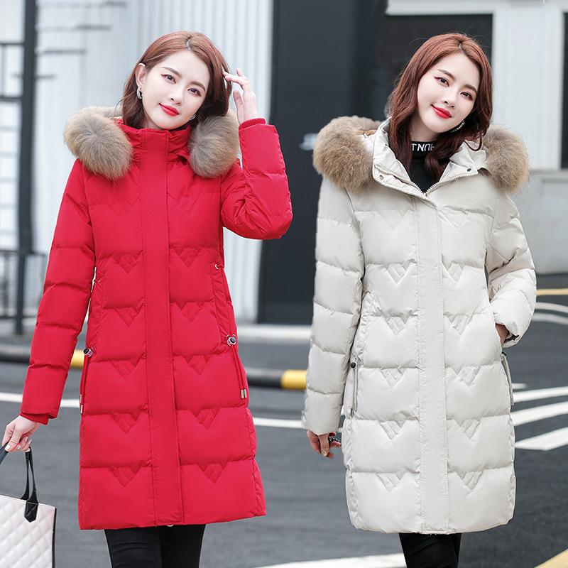 Winter down jacket for women, medium length, white duck down, thickened, warm and temperament, young mother's large size slim down jacket