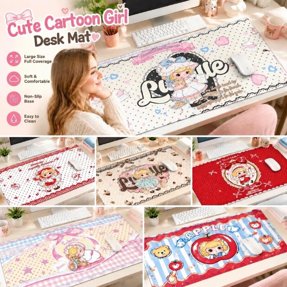 Cute Cartoon Girl Desk Mat Thickened Computer Desk Protector New Keyboard Mice Mat Office