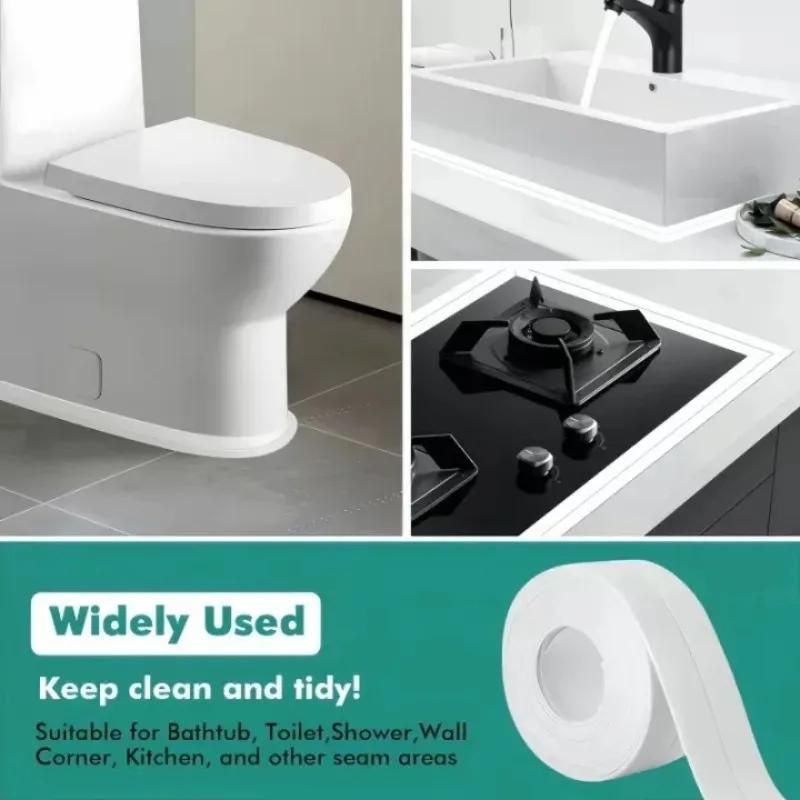 1-3 Rolls Waterproof and Mold Proof Toilet Sealing Strip, Kitchen Bathroom Self-adhesive Sealing Tape, Bathroom Waterproof Tape