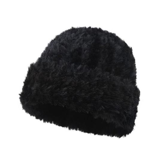 Women Winter Hat Fuzzy Plush Short Brim Solid Color Dome Windproof Warmth Sun Protection Fisherman Cap Outdoor Travel Headwear
