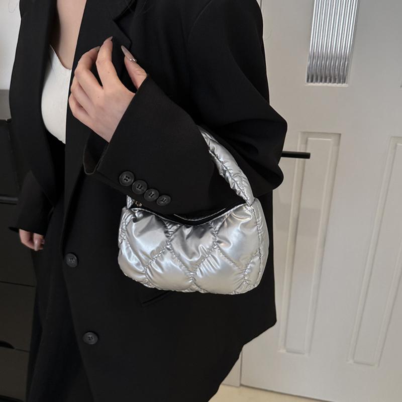 Winter Ladies Tote Purse and Handbags Large-capacity Cotton Padded Top-handle Bags Rhombus Quilted Shoulder Hobo Bag CLE