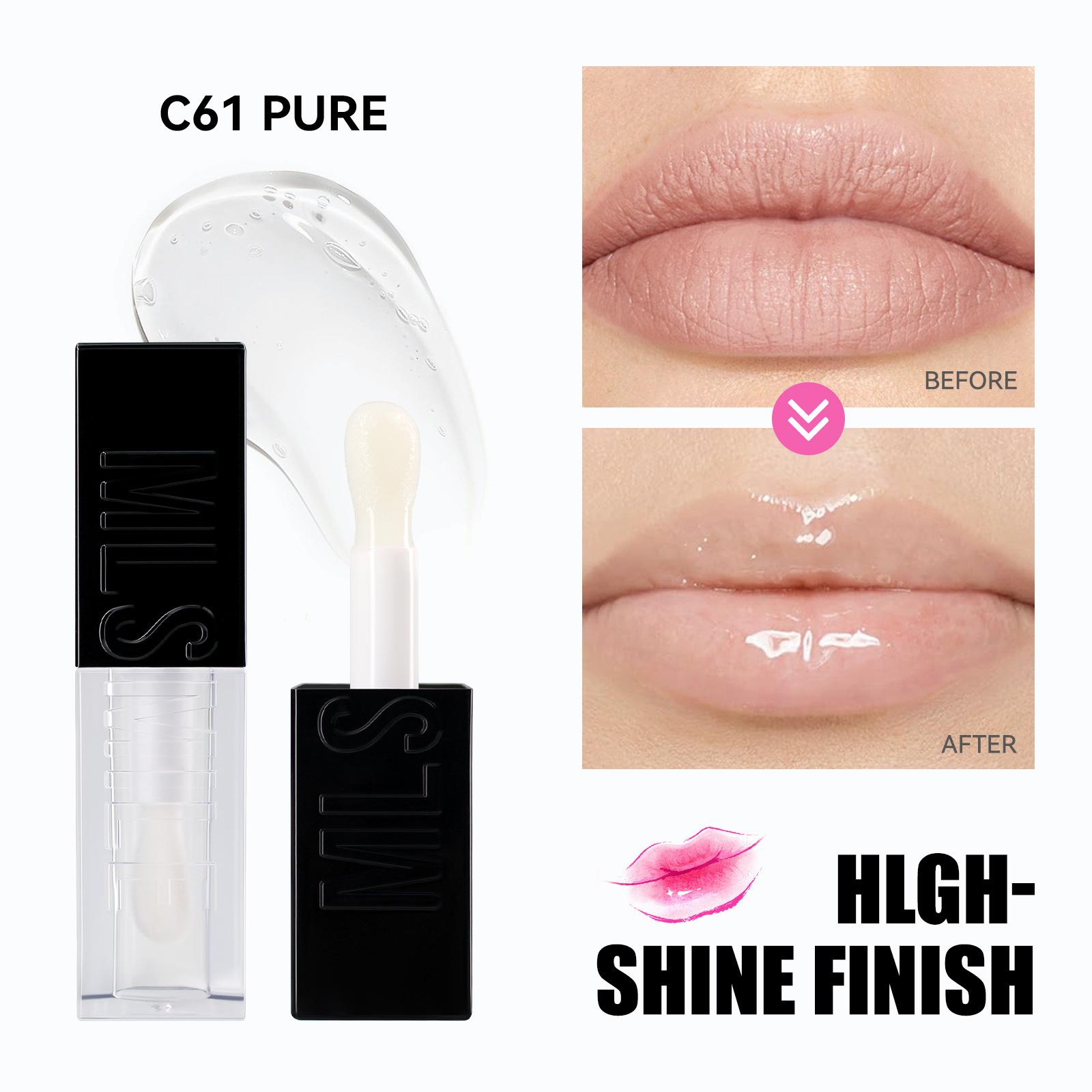 MLSMILE Mirror Square Tube Lip Glaze Moisturizing Pearlescent Glass Dudu Lip Oil Natural Moisturizing Lip Gloss 3.5ml