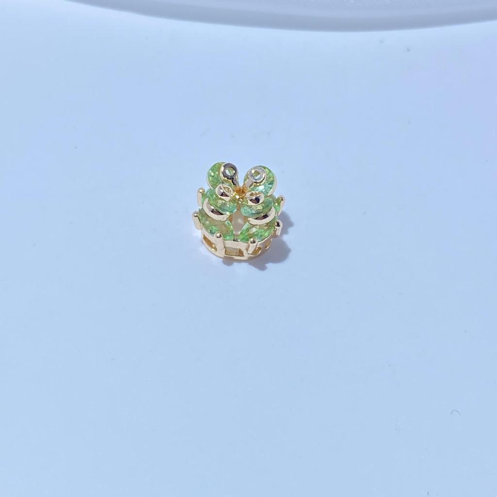 14K Gold-Plated Clover Zircon Spacer Bead Pendant for DIY Jewelry