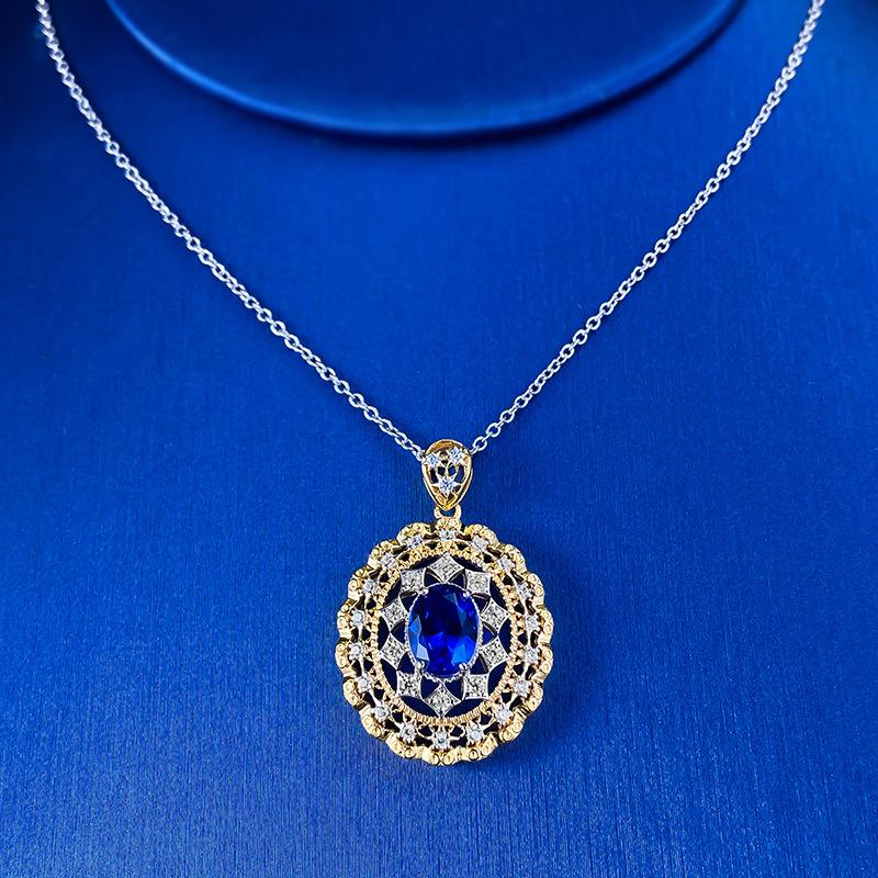 2023 New 5A Zircon Italian Craft Palace Style Sapphire Necklace Pendant for Women and Women's Jewelry