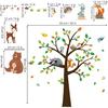 decalmile Woodland Animal Tree Wall Decals Bear Fox Deer Wall Stickers Kids Baby Nursery Bedroom Playroom Wall Decor