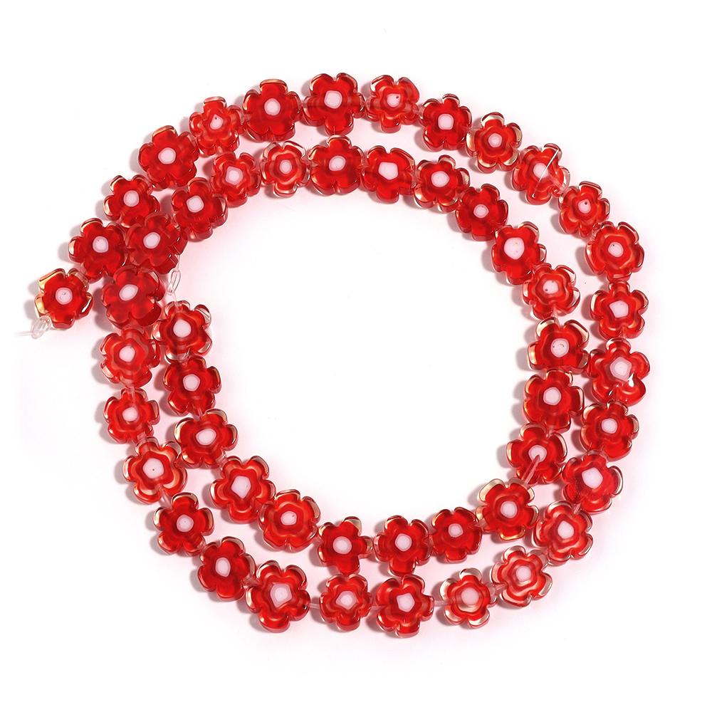 1 Strand Colorful Thousand Flower Lampwork Beads Flat Plum Blossom Loose Beads DIY Handmade Crafts Bracelet Jewelry Accessories