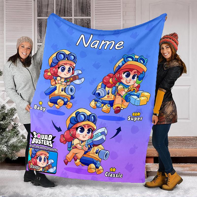 Personalized Custom Name Blanket - Brawl Stars Print Design,Blanket for Sofa,Bed,Travel,Camping - Soft and Warm, Great Gift