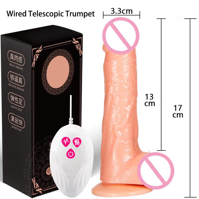 Telescopic Vibrating Dildos for Women Foreskin Testicles Dildo Anal Vaginal Stimulation Sex Toys Female Masturbation Heat Penis