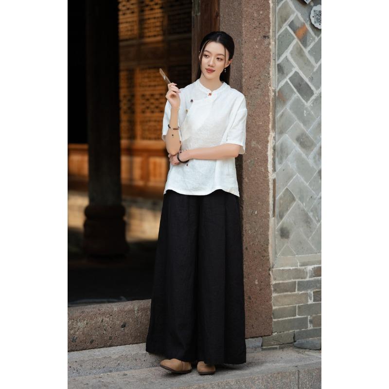 IHUASU Pantalons et corsaires imprimés de couleur unie décontractés pour femmes