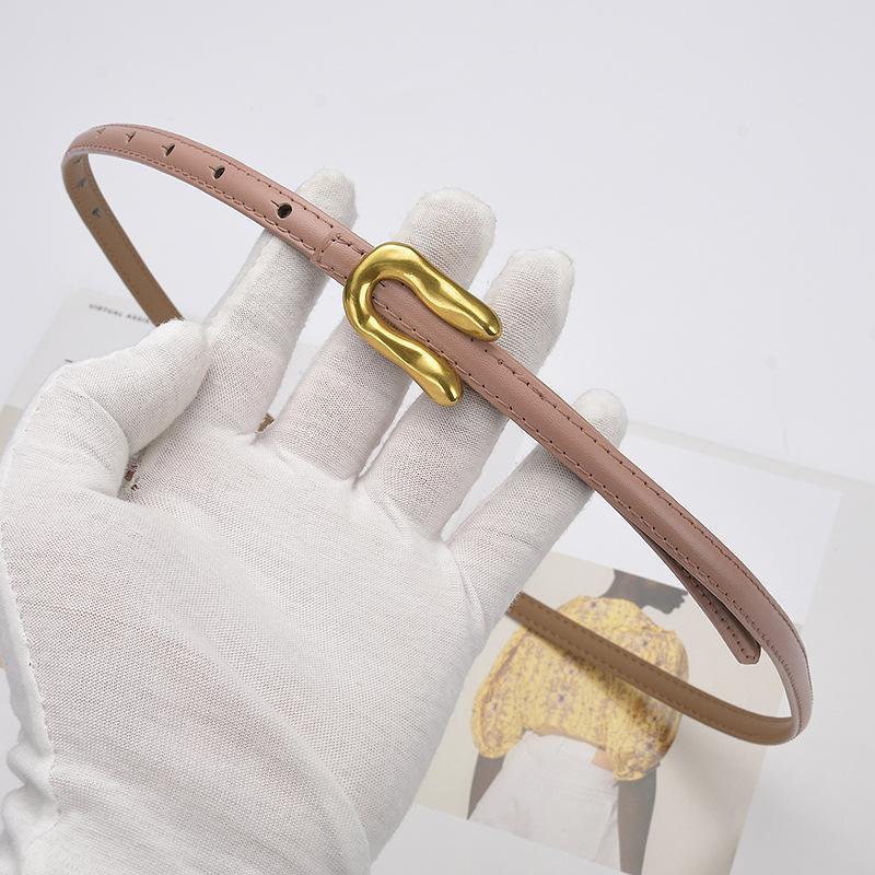 Belt for Women's Thin Jeans Shorts Ins Trendy Leather Narrow Belt Trousers Summer High Waist Soft Black Small Belt Narrow