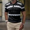 Fashionable Geometric Stripe Pattern 3D Digital Printing Men's Comfortable Polo Shirt