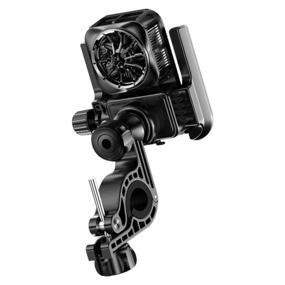 

Motorcycle Riding Phone Holder with Cooling Fan 360° Rotation Electric Bike Handlebar Cooling Phone Holder Stand Mount Bracket чорний