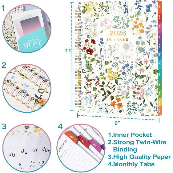 2026 Planner - 2026 Planner Weekly and Monthly from January to December, 9" x 11", Calendar Monthly Planners with Reference Calendar