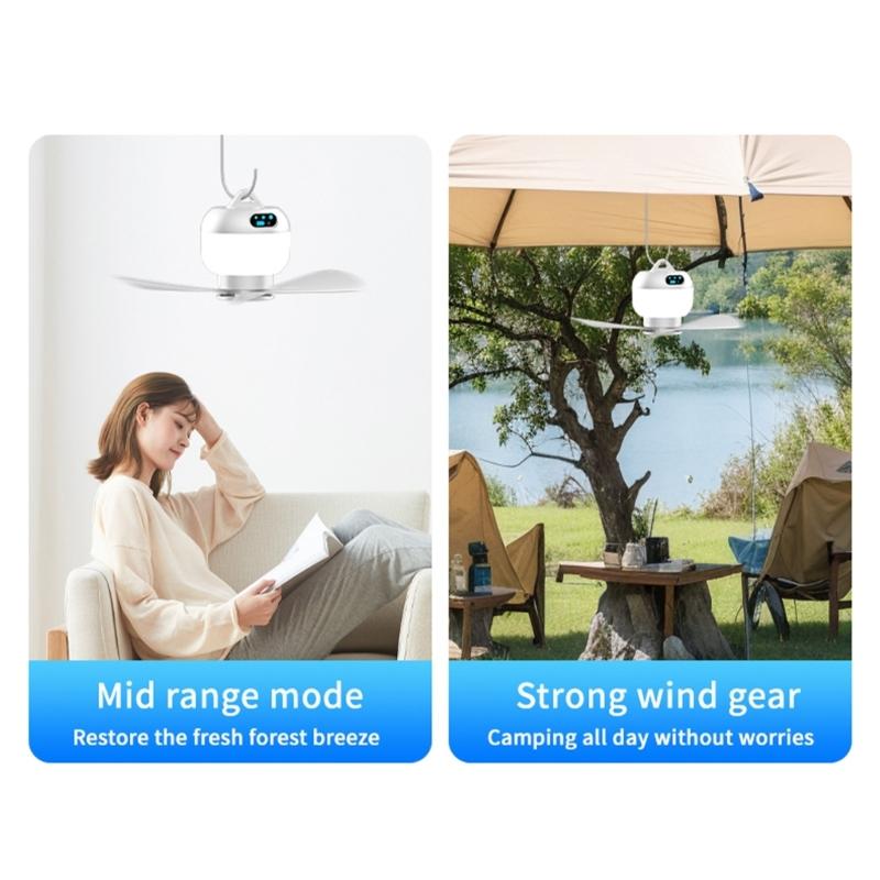 Rechargeable Hanging Fan with Remote Control 3 Speed Adjustable Build In Night Light USB Power Supply for Bedroom Dorm