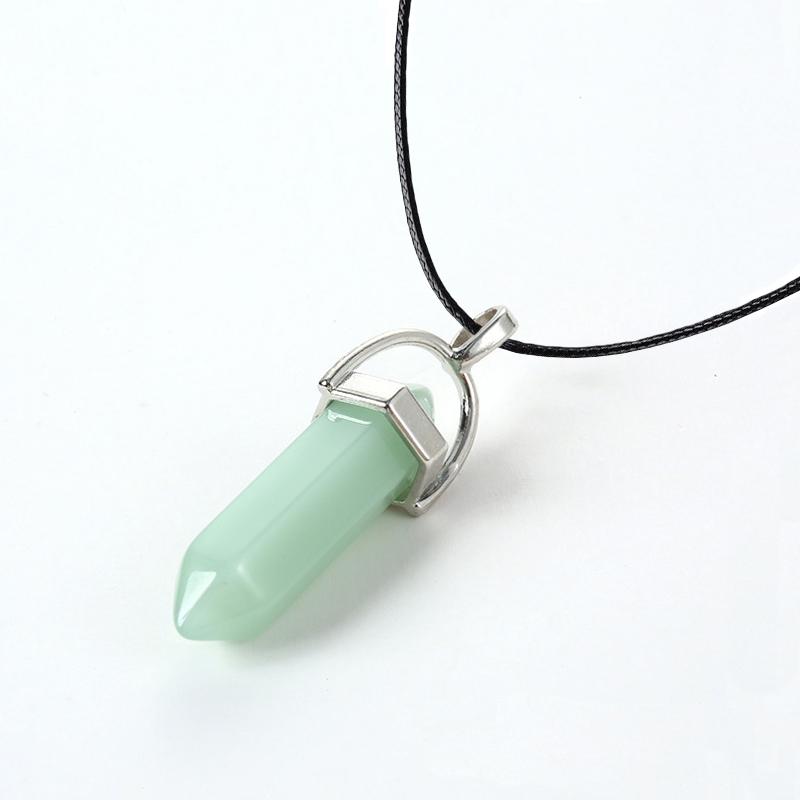 2025 Hexagonal Column Quartz Necklaces Turquoises Pink Crystal Pendent Necklace For Women Chain Natural Stone Choker Jewelry