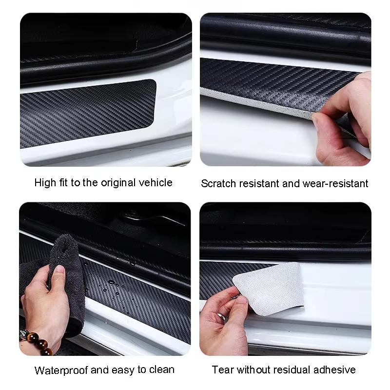 1/4/5Pcs Carbon Fiber Sticker Car Threshold Protective Film For Volvo Rdesign Polestar AWD V50 S60 XC60 XC90 V60 S80 S90 V90 V70