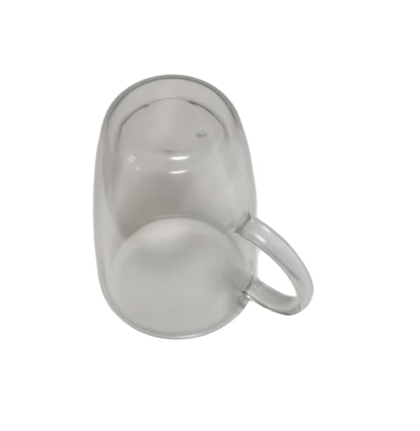 Cană dublă din sticlă, ușoară, mare, fabricată din sticlă transparentă, rezistentă la mașina de spălat vase, pentru cuptorul cu microunde, 1 bucată, sticlă rezistentă la căldură, mâner, sigură, VX-MG3