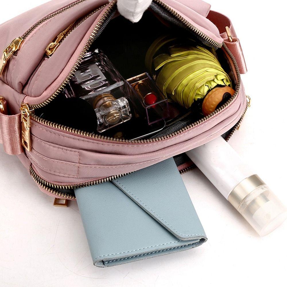 

Multi Layer Women Backpack Canvas Oxford Shoulder Bag Simple Nylon Crossbody Bag Girls рожевий