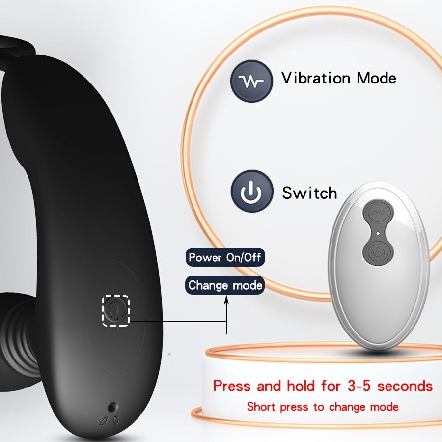 Remote Control Thrusting Anal Vibrator with Thick Penis Ring Prostate Massager 10 Mode 3 Motors Anal Plug Sex Toys