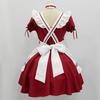 Cos sweet beautiful woman maid outfit red sweetheart maid uniform dress suit women's clothing