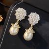 Elegant Waterdrop Pearl Earrings With Cubic Zirconia Women Sterling Post Lightweight Luxury Daily Wear