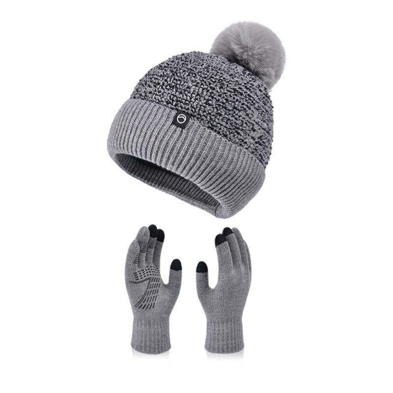 

Зимний холод и теплая защита ушей пуловер шапка детские вязаные перчатки с сенсорным экраном универсальная модная плюшевая утолщенная шерстяная шапка