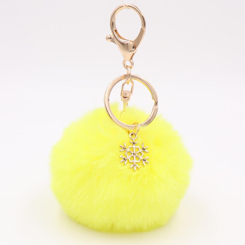 Christmas Snowflake Pom Pom Plush Keychain Charm