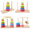 Wooden Toy Tower Of Hanoi Puzzle With Rainbow Rings For Kids Educational Play