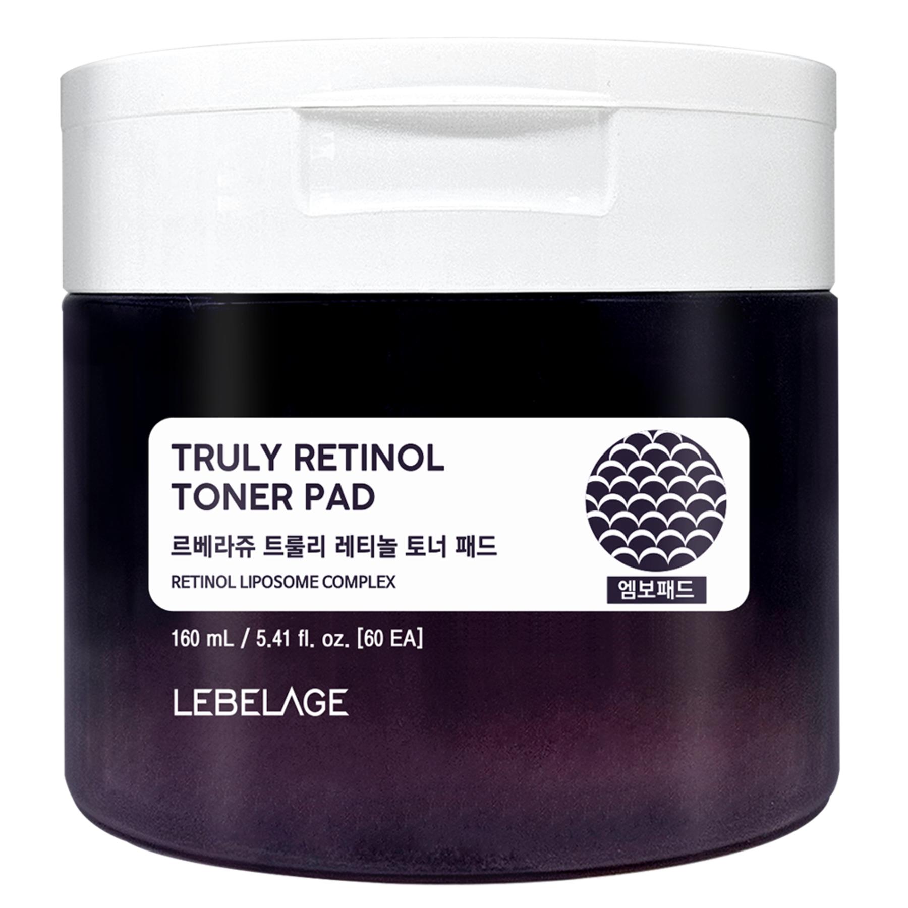 LEBELAGE Тонер-пэды с ретинолом Truly Retinol Сияние молодости Гладкая кожа 160 мл / 60 шт.