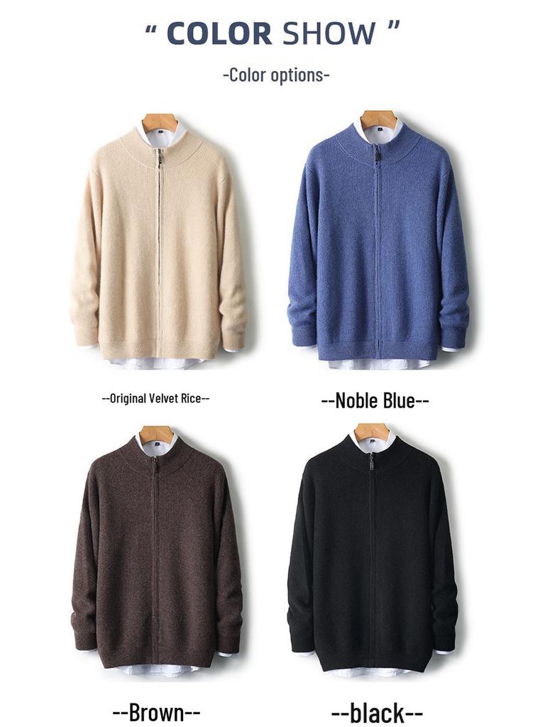 Men's Plus Size Wool Cardigan - Loose Knit, Thick Warm Jacket for Autumn/Winter