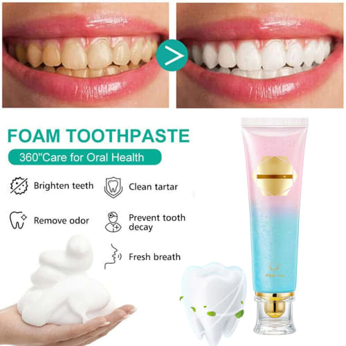 Niacinamide Whitening Toothpaste, Stain-Removing Whitening Toothpaste, Foaming Toothpaste for Children, Oral Cleansing, Removes Teeth Stains and Bad B