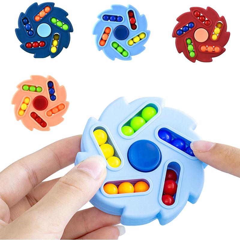 Magic Rotating Bean Puzzle Cube Fingertip Spinner Anti-Anxiety Stress Relief Fidget Toys For Kids Party Favors Classroom Prizes