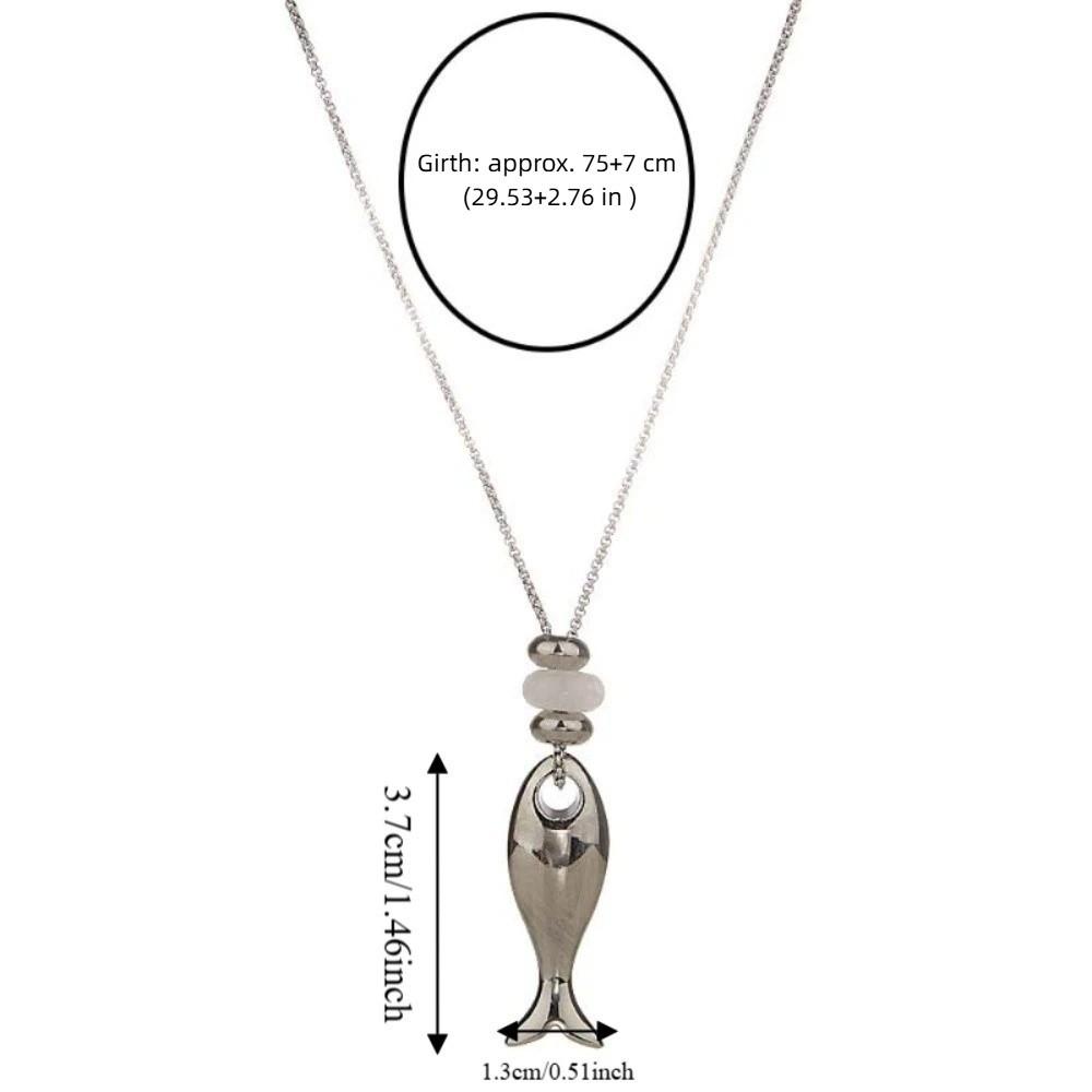 Natural Stone Fish Pendant Necklace Hypoallergenic Titanium Steel Chain Jewelry Lovers